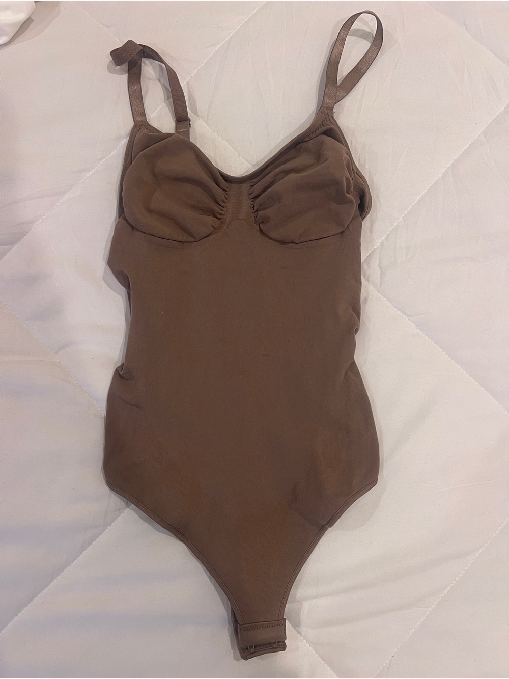 Women's Brown Shapewear Bodysuit with Adjustable Straps